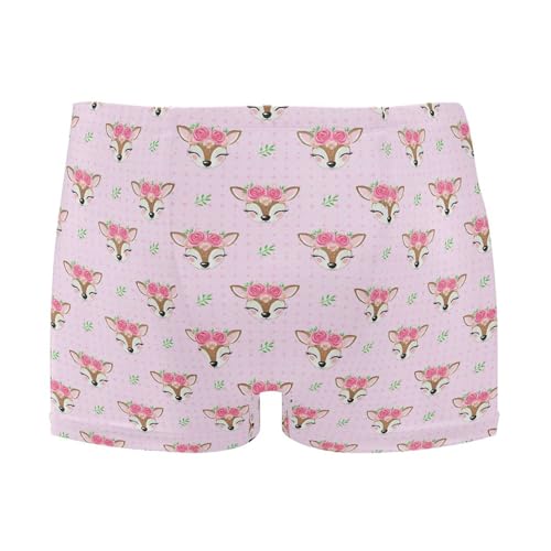 Cute Deer Flower Mens Swim Trunk Swimwear Bathing Suit Swim Brief Square Leg Board Short S B0404674