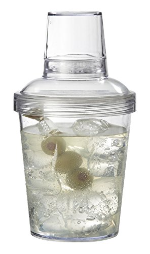 GET SH-176-1-CL-EC Cheers BPA-Free Break-Resistant 3- Piece Plastic Cocktail/Martini Shaker, 20 Ounce, Clear