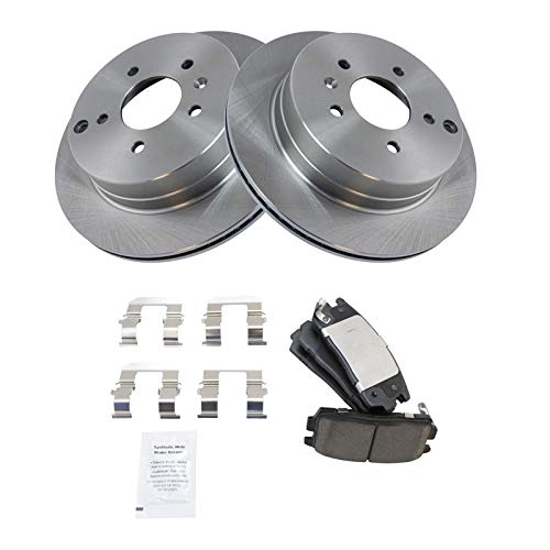 Image of TRQ Rear Brake Pad and Rotor Set Ceramic Vented Rotors Compatible with 2012-2015 Chevrolet Captiva Sport 2007-2009 Equinox 2007-2009 Pontiac Torrent 2008-2010 Saturn Vue 2007-2009 Suzuki XL-7