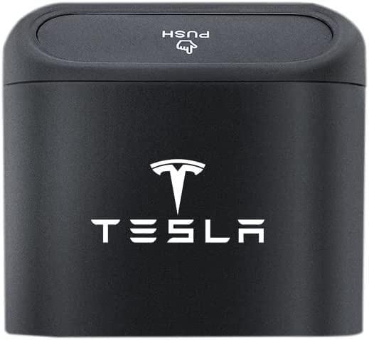 Car Trash Can With Lid for Tesla Model 3 S Y X, Car Waste Bin Small Leak-proof Hanging Car Waste Basket, ABS Waterproof Car Trash Bin, Car Accessories