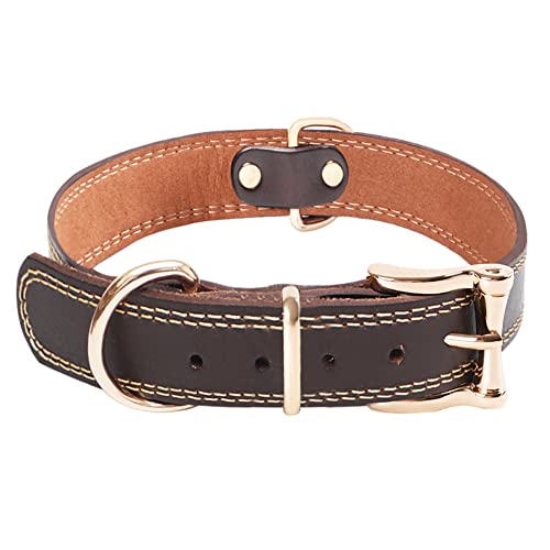 Collar de Perro de Cuero Genuino Suave Ajustable para Hombres y Mujeres, Collares Anchos Resistentes, lo Mejor para Perros de...