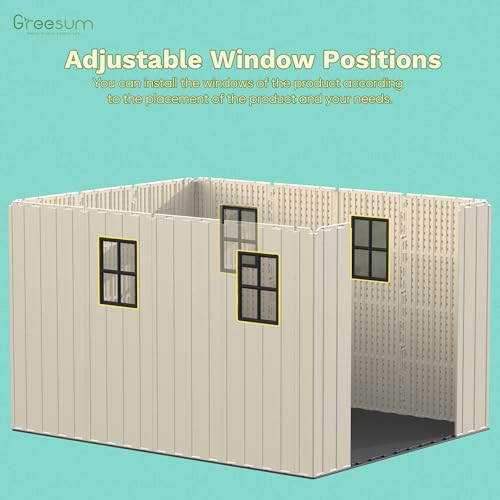 Image of Greesum 8X12FT Plastic Outdoor Storage Shed with Floor, Resin Sheds, Beige