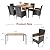 VINGLI 7 Pieces Patio Dining Set, Wicker Outdoor Dining Set for 6 Patio Furniture Set with Acacia Wood Table Outdoor Table and Chairs for Garden and Yard