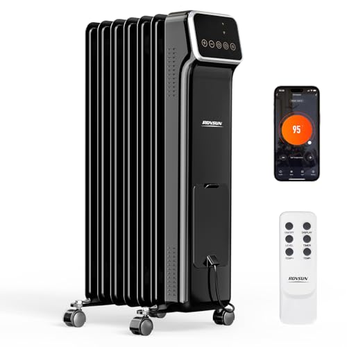 ROVSUN Oil Filled Radiator Heater w/Remote & APP Control, 1500W Portable Space Heater with...