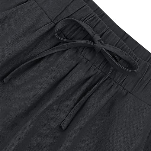 Bermuda Shorts for Women Cotton Linen Pants Wide Leg Drawstring Elastic Waist Plus Size Beach Vacation 20254