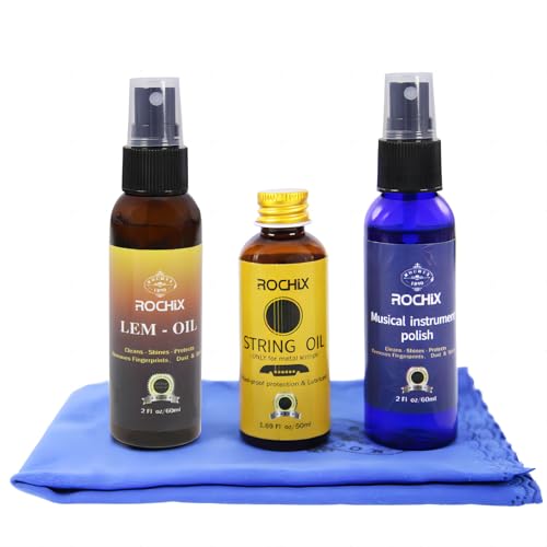 Rochix Premium Guitar Cleaning Care Kit 3-Piece Kit - Guitar Oil and Cleaner for Body and Fretboard Fingerboard - Cleans,Polishes and Protects