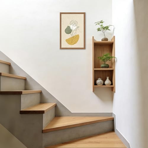 木子誉絵画館 抽象アートパネル やさしい花時間 デイジー 植物 花の絵 絵画 インテリア おしゃれ ウォールアート 玄関 階段 廊下 寝室 リビング 壁飾り 木目調フレーム付き完成品（50x40cm） [2]