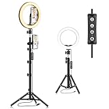 LEDリングライト 外径10.2 inch 撮影用ライト 自撮りライト 自撮りスタンド 化粧ライト 補助光 3色モード 安定感 高輝度リングライト 温度10段階調光 撮影 照明 撮影キット コンパクト 軽量 角度調整 美顔 SNS ライブ 生放送 Youtube ニコ生 tiktok (120cm)