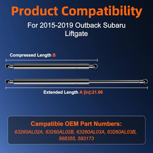 Euplokeer Qty (2) 63260AL02A Replacemnet Liftgate Lift Support ๐๐ข๐ญ๐ก ๐๐จ๐ฎ๐ง๐ญ๐ข๐ง๐ ๐๐ซ๐๐๐ค๐๐ญ for Subaru Outback Wagon 2015-2019 with ๐๐๐๐๐, Tailgate Rear Hatch Trunk Shock Strut