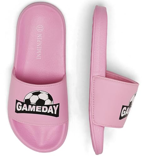 Image of INMINPIN Kids Boys Girls Ball Sprots Slides Sandals Ultra Comfortable Beach Pool Shower Shoes House Slide Indoor Outdoor for Sports Fan
