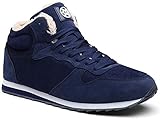  Gaatpot Herren Damen Winterschuhe Schneestiefel Winter Hohe Sneakers Warm gefütterte Leder Schnür Stiefel Boots Schuhe Blau 36EU=37CN
