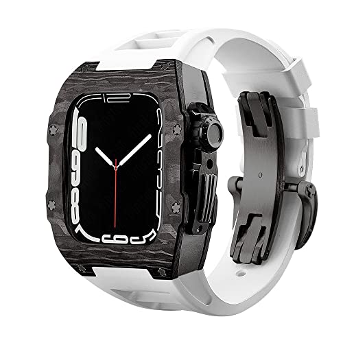 Étui fibre de carbone Apple Watch 45mm Series 8 7 kit acier inoxydable