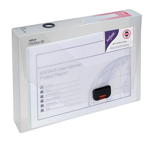 Snopake A4 DocBox Clear 60 mm Box File with Push Lock (Pack of 1) Ref 12871
