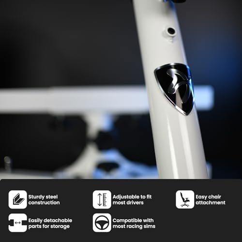Image of Arozzi Velocita Universal Racing Simulator Cockpit Compatible with Most Racing Sim Gear and Gaming Chairs Collapsible Telescopic and Portable - White