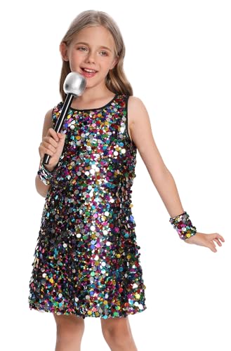 SEAUR Mädchen Pailletten Tanzkostüm mit Mikrofon Hip Hop Jazz...