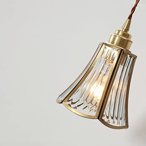 Pendentif en verre méditerranéen suspension laiton E27