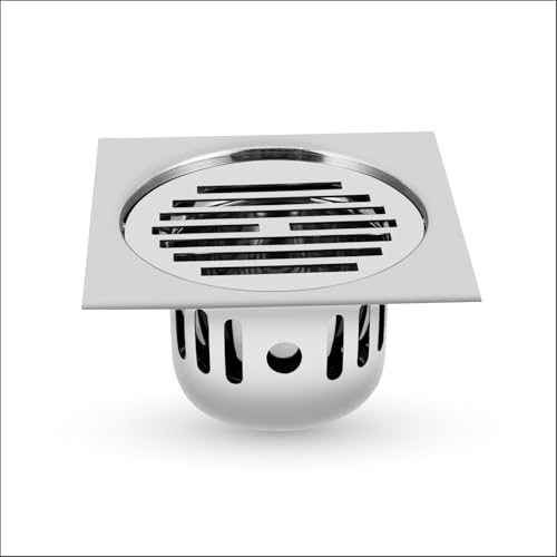 Image of Floor Drain with Cockroach Trap Cover Jali Stainless Steel 304 Grade Bathroom Gratings Waste Water Drainer Strainer Washbasin Sink Bathtub Toilet Anti Odor (Square Classic 6x6 INCH)