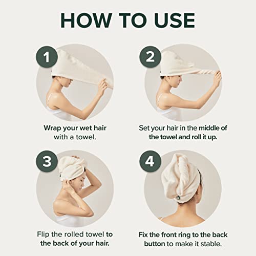 Grunplus 100% Pure Cotton Hair Towel |Hair Wrap Towel | Hair Towel | Hair Drying Towel | Hands-Free Dryer | Fast Drying Hair Wrap | Cotton Hair Towel | 8.7 X 24 in, 0.19 lb