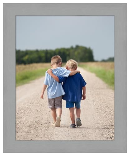 Amanti Art Picture Frame 16x20 Photo Frame, Brushed Nickel Wood Framing for your Wedding Photos, Family Pictures, Diploma, Certificate, Kids Art Gift for Mom or Poster Wall Decor