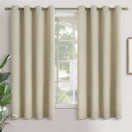 Image of YoungsTex Beige Blackout Curtains for Bedroom 63 Inches Long - Room Darkening Drapes with Grommet for Living Room Office Country Thermal Insulated, 2 Panels, 52 x 63 Inch