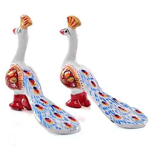 Estatuas de Pareja de Pavos Reales Blancos Tradicionales Indios miniatura 3