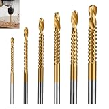 6 PCS Side Cutting Drill Bit, Drill and Saw Bit Titanium HSS Set 3-8mm Multi-Purpose Cutting Bits for Wood Metal Plastic MDF Aluminium Thin Sheet Groove Slot Drilling Carpentry Rotary Tool