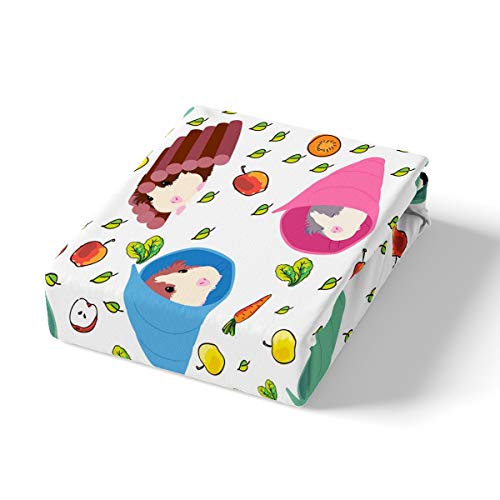 Guinea Pig Bedding Set Cartoon Guinea Pig Printed Duvet Cover Set for Kids Boys Girls Cute Animal Comforter Cover Leaves Vegetable Quilt Cover Bedroom Collection 3Pcs King Size - Image 2