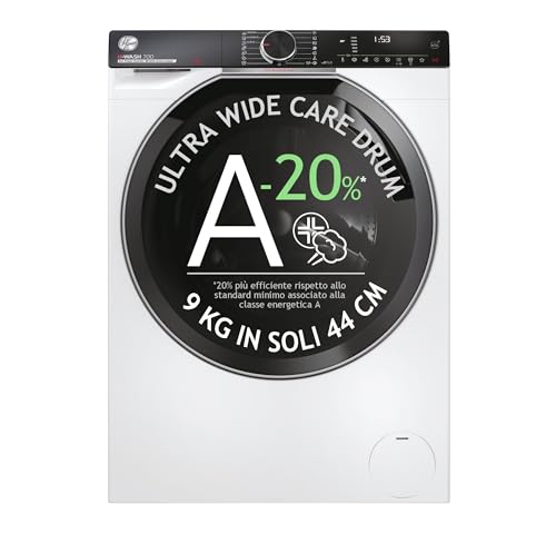 Hoover H-WASH 700 Lavatrice Slim 9 Kg, Libera Installazione, Carica Frontale, Classe A-20%, 1400...