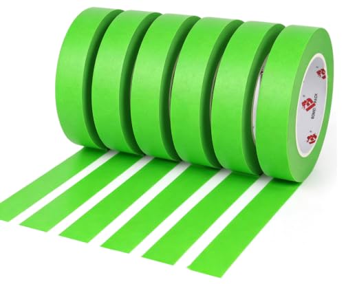BOMEI PACK Painters Tape - Painting Tape for Car Paint Green - 1 inch x 60 Yards Paint Tape for Walls Painting, Automotive, Labeling, DIY Crafting, Decoration and School Projects, 6 Pack