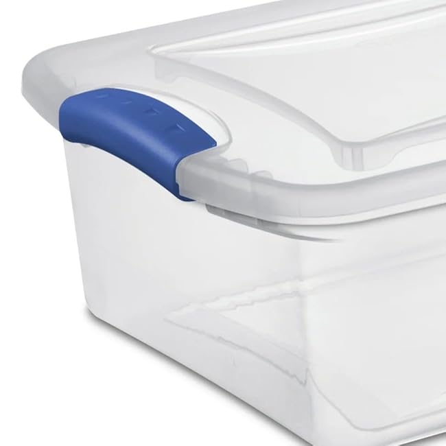 Blue15 Quart Clear Storage Bin, Latch Box Storage Container, with Clear Lid (1)