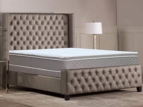 Continental Matress, 10-Inch Plush Medium Eurotop Pillowtop Innerspring Mattress And 4-Inch Wood Traditional Box Spring/Foundation Set, Good For The Back, No Assembly Required, Queen Size 79" x 59"