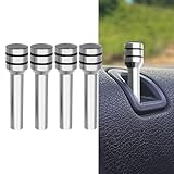 4PCS Car Door Lock Knobs, 1.96×0.47 Inch Door Lift Bolt Auto Inner Door Pull Pins, Aluminum Alloy Door Lock Cover Decor, Car Decorative Modification Accessories Universal for SUV Sedan Truck (Silver)