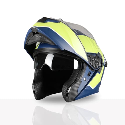 Image of TVS Racing SuperPose Smoked Dual Visor Flip Up Modular Helmet for Men and Women, ISI DOT Certified, ABS Shell, Quick Release Visor, Lightweight, Ventilated, Open Face to Full Face