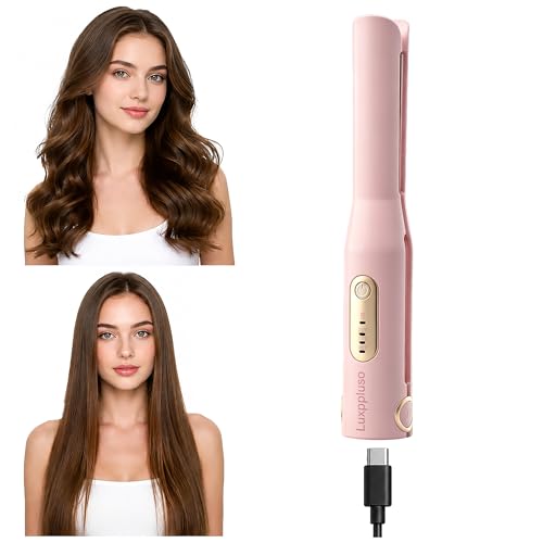 LUXPLLUSO Cordless Hair Straightener and Curler 2 in 1