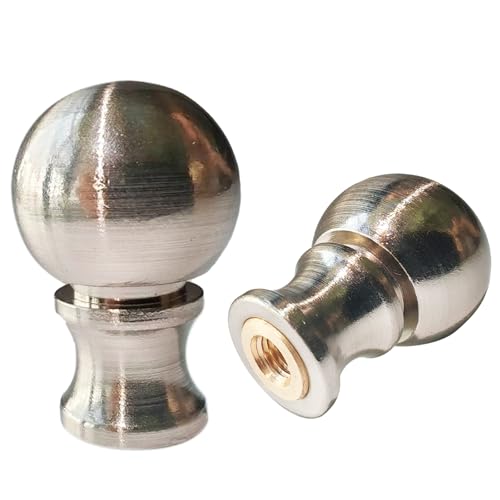Image of Silver Lamp Finials 2-Pack, 1 /4-27 Thread | Solid metal silver plated finish. Includes nut cap & harp adapter. For table lamps, floor lamps, home lighting. Easy install.