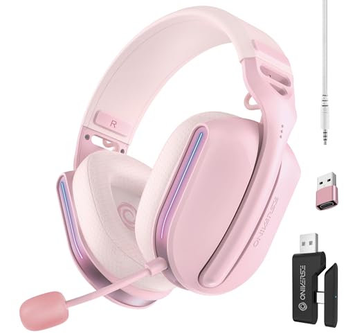 Oniverse Polaris Gaming-Headset, kabellos, kompatibel mit PS5, PS4, Switch 2, PC, Handy, leichte LED-Gamer-Kopfhörer, niedrige Latenz 2,4 GHz oder Bluetooth, 33 Stunden, virtueller 7.1-Sound