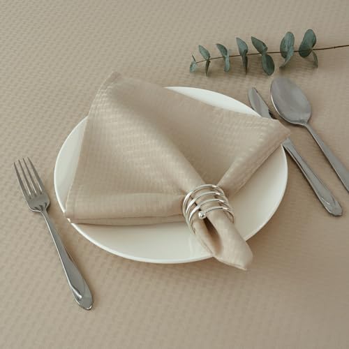 Image of maxmill Cloth Napkins 20 x 20 Inch Weaved Texture Pattern Soft Comfortable and Luxury Serviette for Restaurant Family Dinners Weddings Parties and Banquets Set of 4 Pieces, Natural
