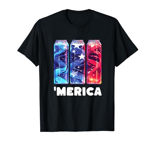 Beer American Flag Funny 4 de julio Merica USA Drinking Me Camiseta
