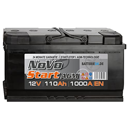 NoVo AGM Autobatterie 110Ah 12V, auslaufsicher, überlegene Leistung, geeignet für hohe Anforderungen