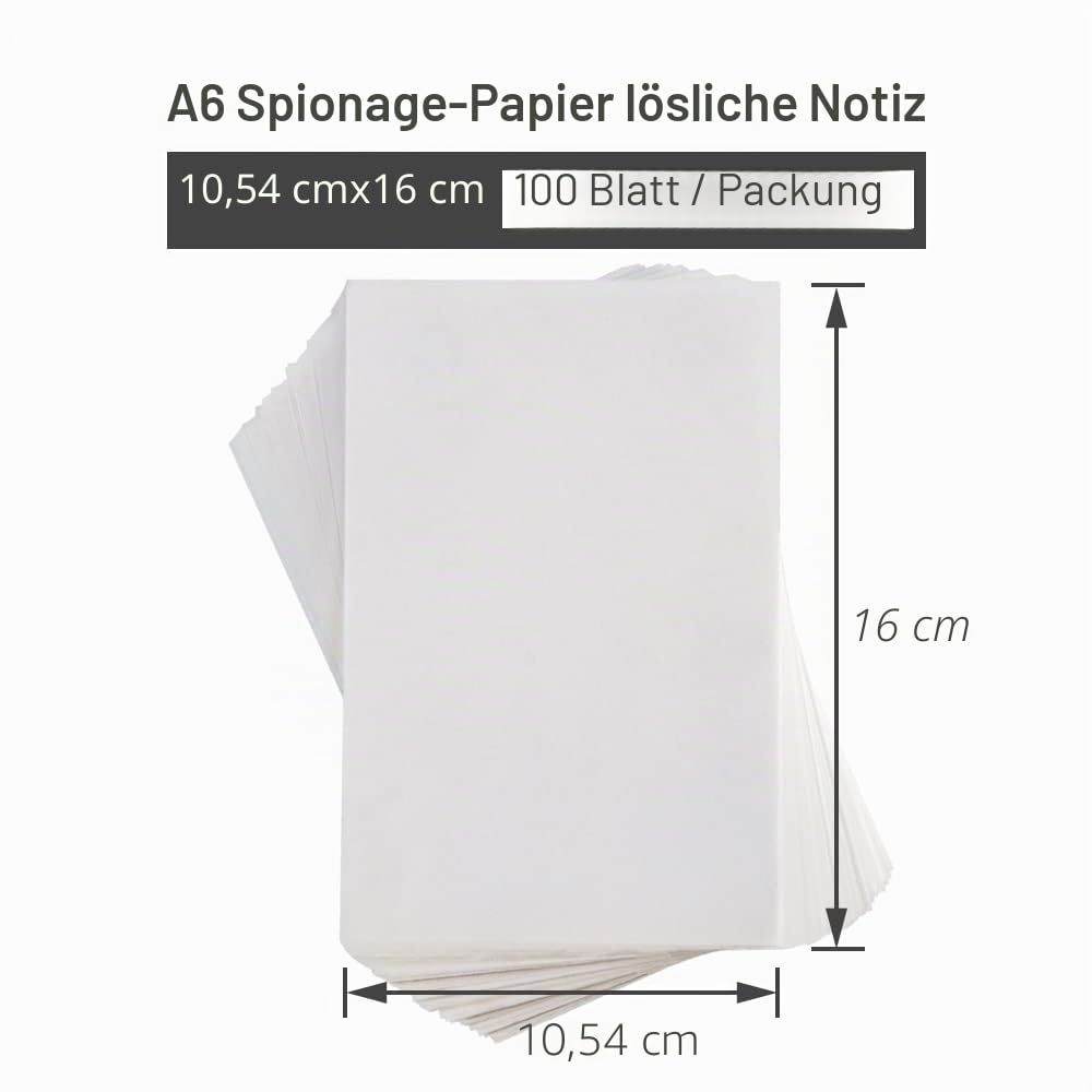 NATURALABEL Wasserlösliches Papier, 105 mm x 160 mm, lösliches Papier, 100 Stück