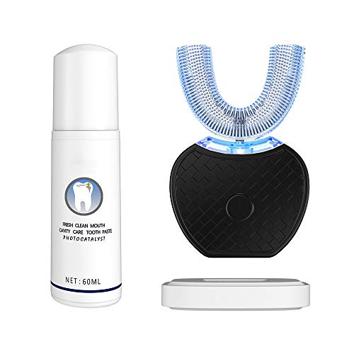RONGCHUANG Automatic toothbrush 360°Electric Toothbrush Sonic Toothbrush for Adults Teeth Whitening Toothbrush with 30'' Automatic Timer, Wireless Charging washable travel home dual-useï¼Œ (Black)