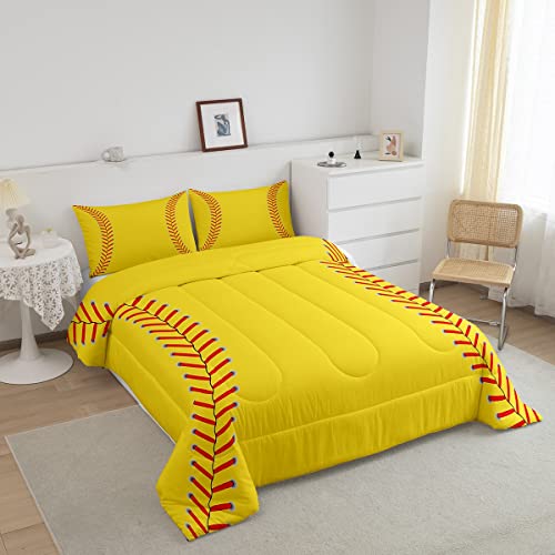 Image of Feelyou Softball Bedding Set King Size for Kids Boys Girls 3Pcs