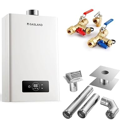 GASLAND Gasmart C 102,000 BTU Tankless Propane Water Heater?3/4 Inch IPS Isolator Service Valve Kit?3" Stainless Steel Vent Pipe Kit