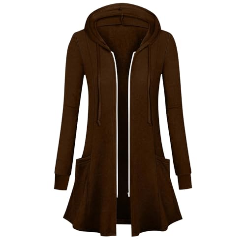 Womens Zip Up Hoodie - Lightweight Plus Size Open Front Long Jacket Coats Fall Fashion Ruffle Hem Casual Sweatshirts2