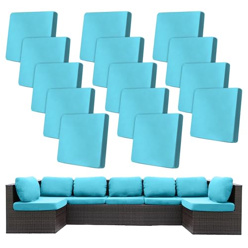 Image of 14Pcs Stretch Patio Cushion Covers,Outdoor Couch Covers Replacement,Outdoor Couch & Sofa Slipcovers,for Patio Furniture Cushion Covers,Washable Reusable Furniture Protector (Sky Blue, Cover Only)