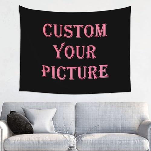 Custom Tapestry 37L'' x 29W'' with Picture Logo Text for Wall Customized Flag Backdrop Tapestry Wall Hanging Personalized Tapestries for Bedroom