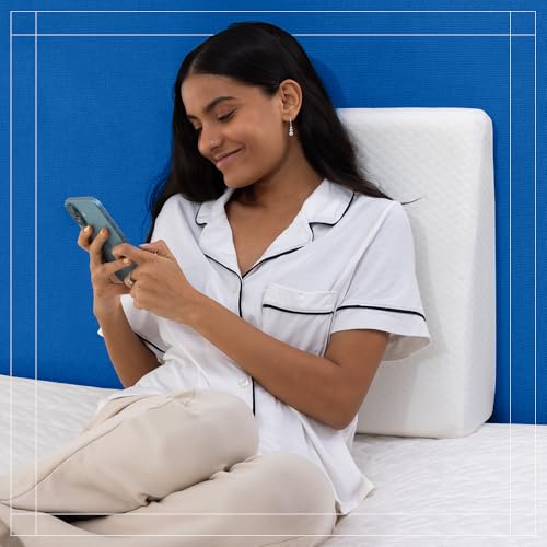 Image of Duroflex Core Align Wedge Orthopedic Pillow | Dual-Layer Memory & HR Foam | Anti-Reflux, Anti-Snoring & Posture Support | Washable Cover | Non-Slip Base | (18 x 7 Inch, White) | 1 Year Warranty