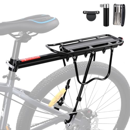 YUUISD Rear Bike Rack,110 LB Bearings Bike Cargo Rack,Quick Release Aluminum Bicycle Luggage Carrier Rack,Fit Mountain Bike,Folding Bike,Road Bike,E-Bike,BMX,for Adults Cyclists Commuters Riders - image 1