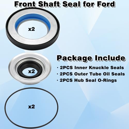 Sporthfish Front Axle Knuckle Tube Seal Kit for 2005-2019 Ford F250 F350 F450 F550 with Dana Super 60, #2017426 Inner Knuckle Seals, #2014835 Outer Tube Oil Seals, #54983 Vacuum Seal O-Rings, 6PCS