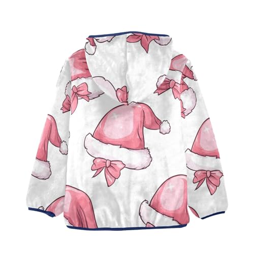 Bow Christmas Hat Girls Fleece Jacket Girls Fall Jacket Girls Zip Up Hoodie Girls Sherpa Jacket 2-10T2